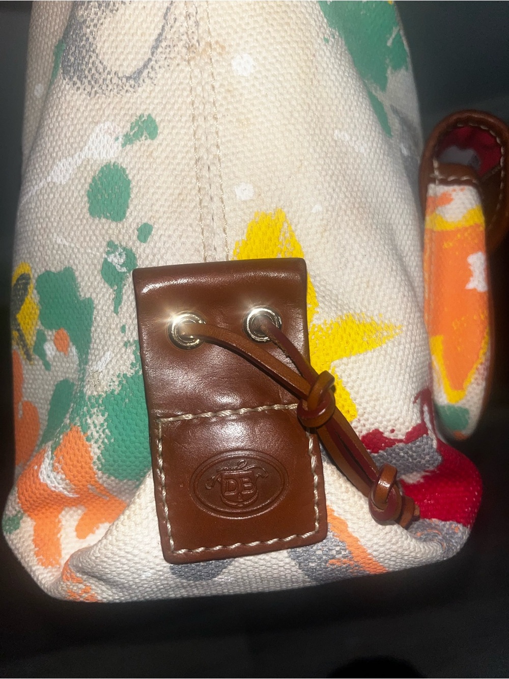 Dooney & Bourke Multicolor Floral Canvas Shoulder Bag with Brown Trim - Picture 4 of 11